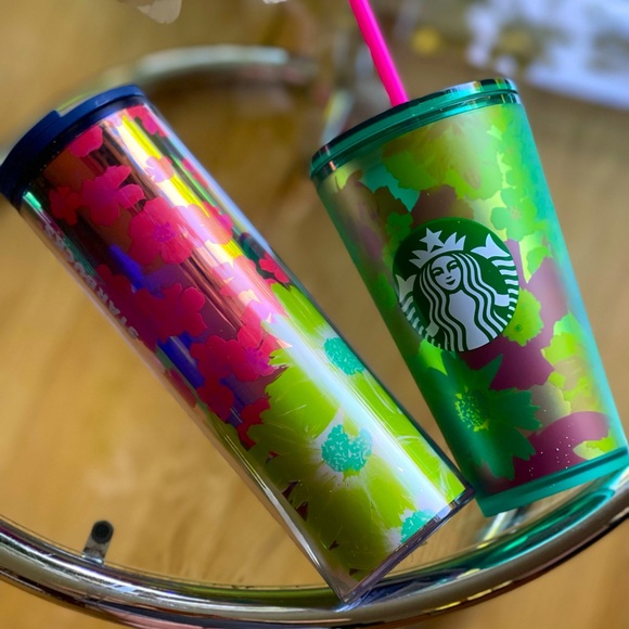 NEW SET🥤STARBUCKS Summer 2022 Dichromatic Flowers Cup & Soft Touch Tumbler - Picture 3 of 14